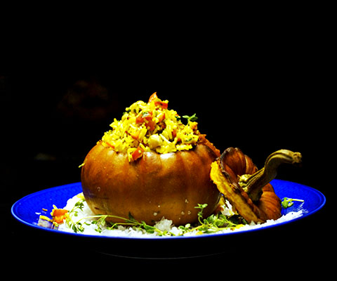 Image Baked Pumpkin with rice