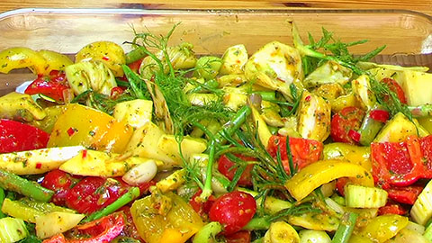 Image Grilled vegetables and herbs